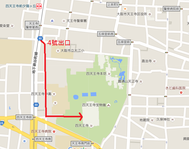 四天王寺交通步行路線圖