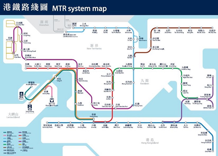 香港地鐵的路線圖