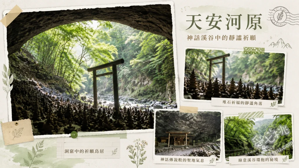 天安河原｜宮崎高千穗神話秘境，漫步溪谷與祈願石塔洞窟 仰慕之窟無數祈願石塔、太鼓橋溪谷絕美光影、天安河原神宮參拜