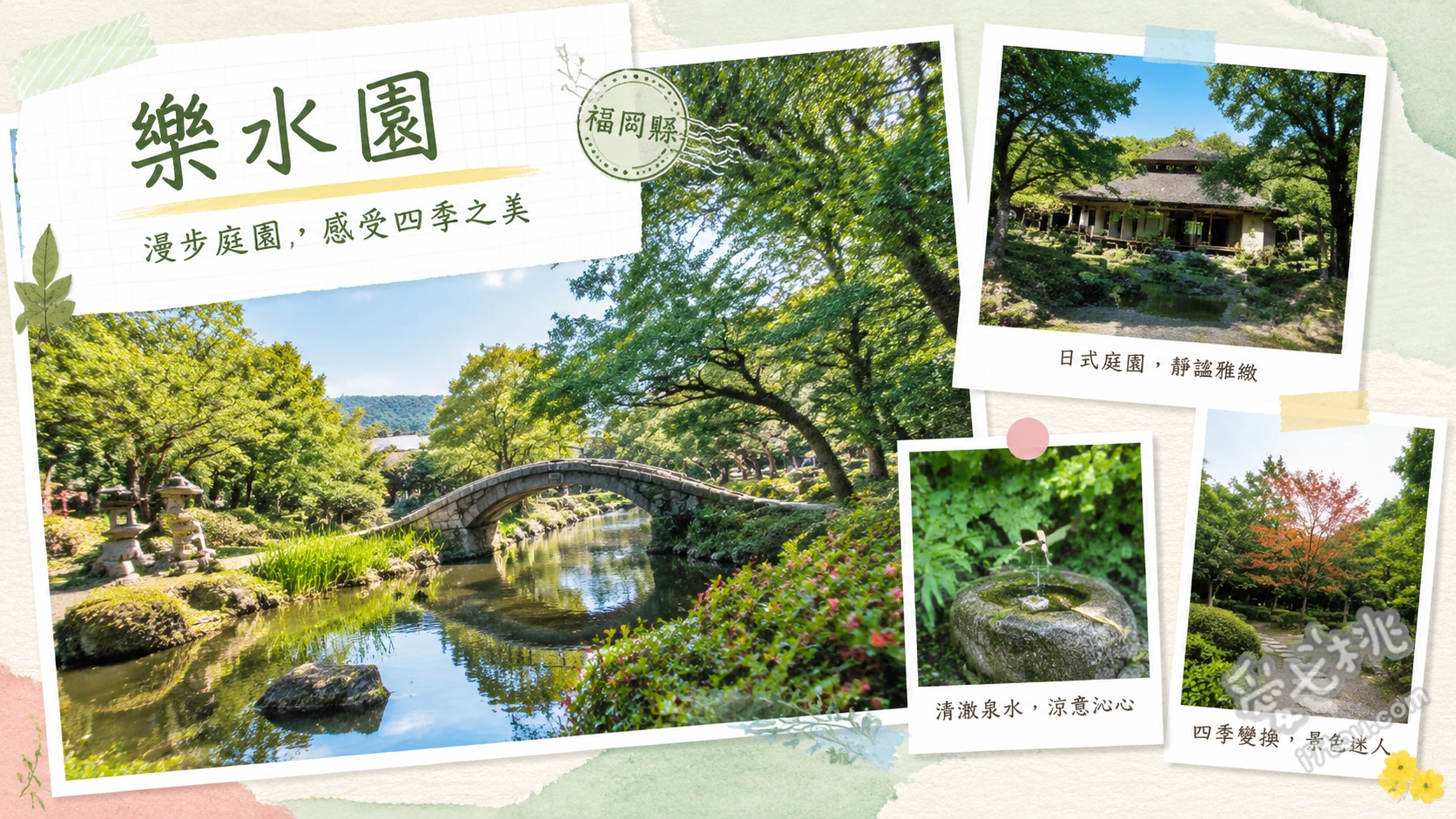 福岡博多樂水園｜市區隱藏版日式庭園，品味抹茶與枯山水秘境 池泉迴遊式庭園與人造小瀑布、傳統茶室的抹茶與和菓子體驗、戰國時代流傳下來的博多塀圍牆
