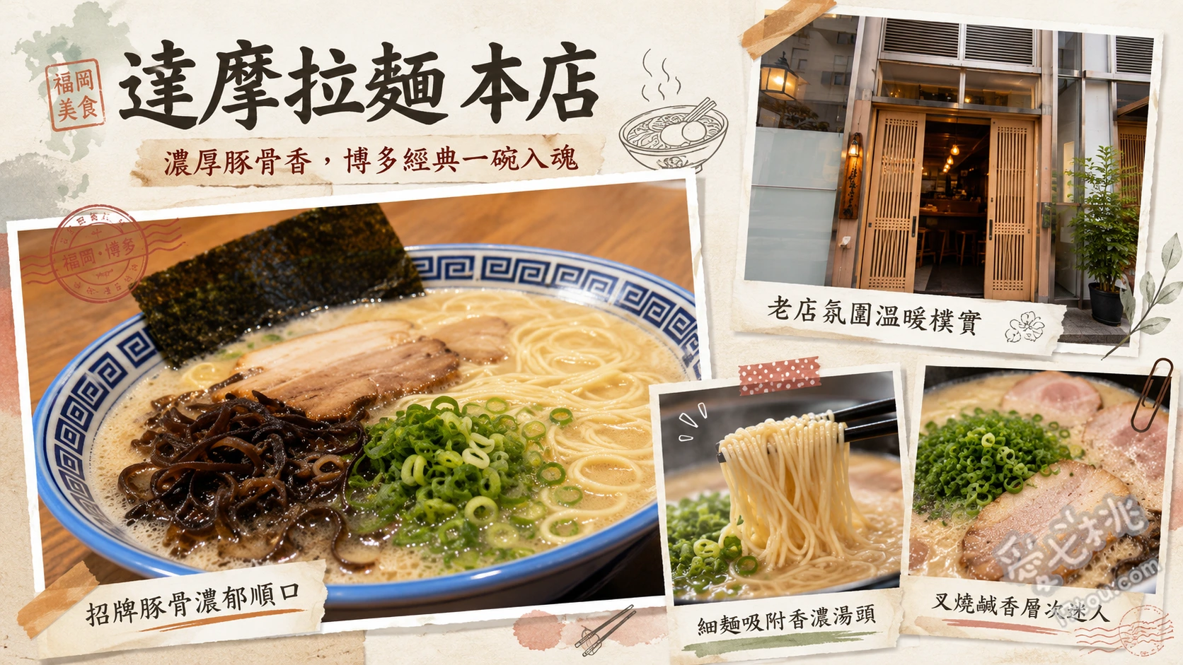福岡必吃！博多達摩拉麵總本店｜濃郁豚骨湯頭與滿牆名人簽名 餛飩叉燒拉麵、招牌炒飯、經典豚骨拉麵
