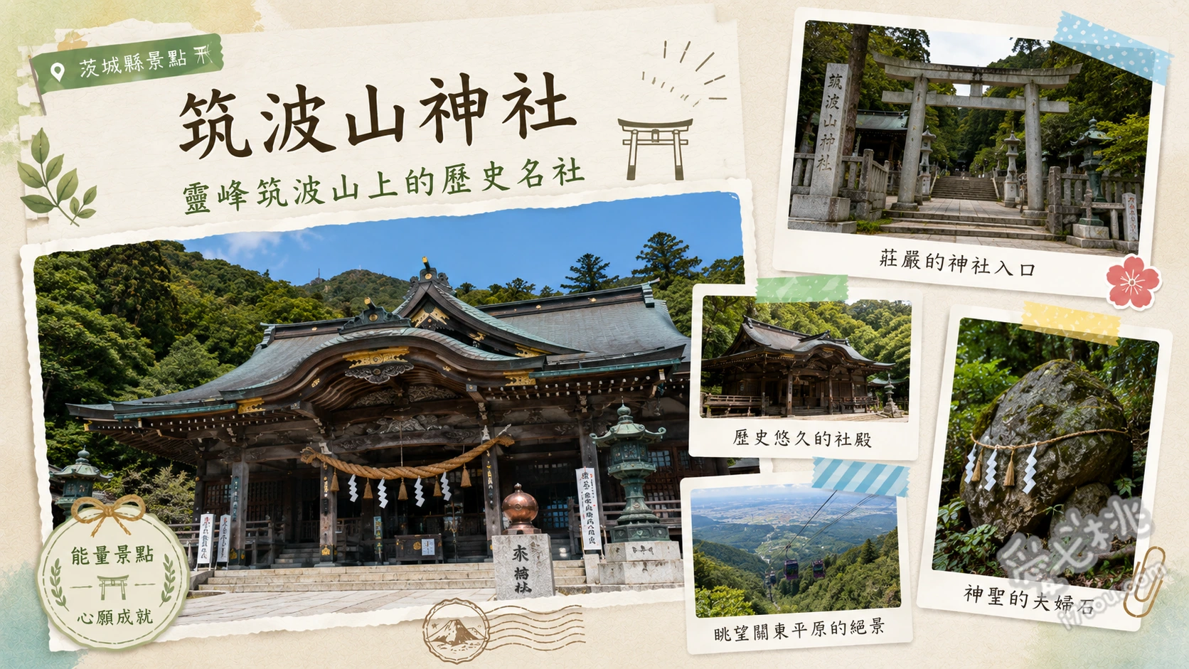 茨城筑波山神社|關東靈峰能量寶地與纜車登頂全攻略 參拜拜殿的巨大鈴鐺與神木大杉木、搭乘筑波山路面纜車輕鬆登頂、眺望關東平原的男體山與女體山絕景