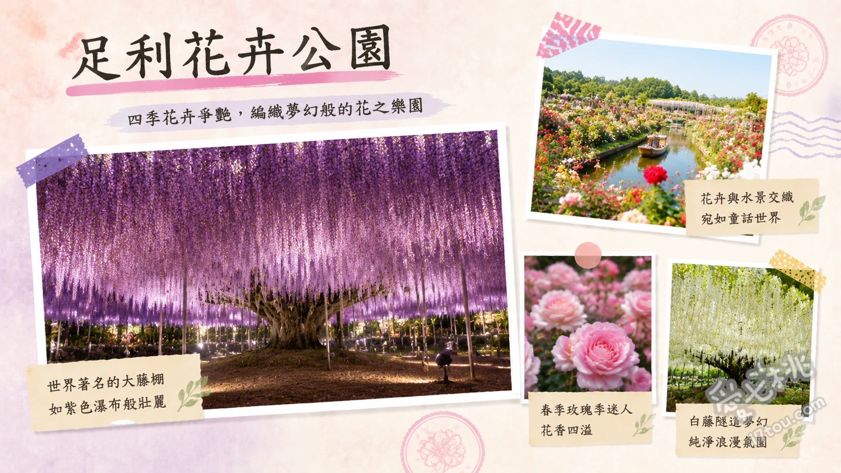 足利花卉公園｜CNN評選夢幻紫藤瀑布與日本三大冬季點燈 160年樹齡奇蹟大藤棚、80公尺長白藤隧道、冬季限定光之花庭園點燈