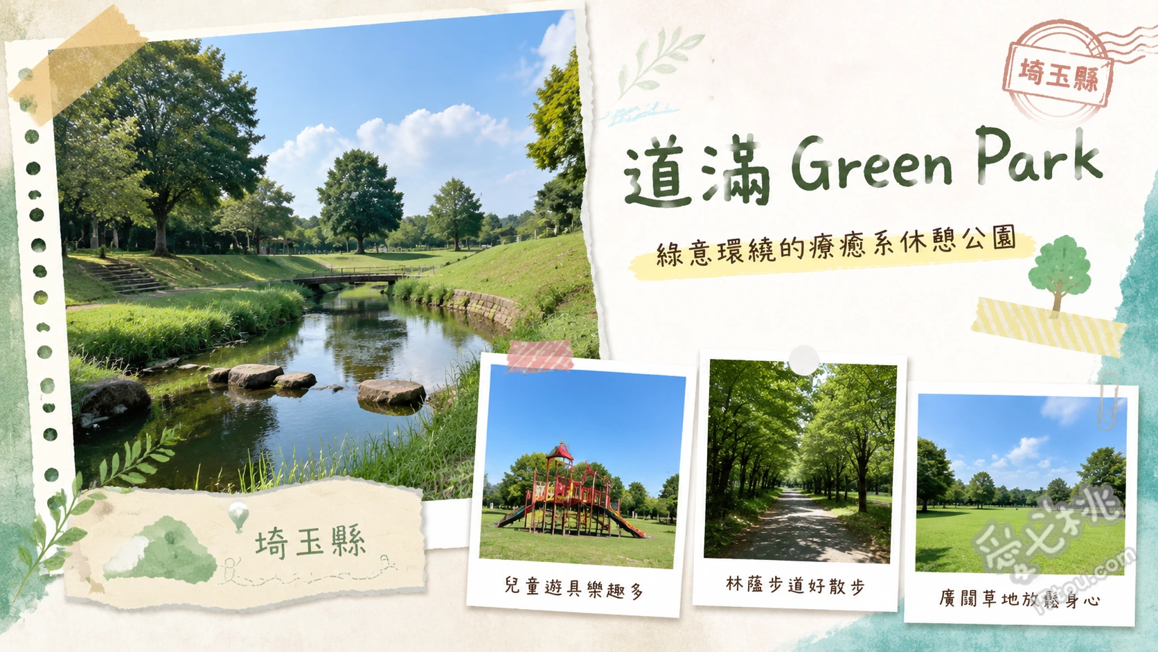 道滿Green Park｜埼玉免費入園親子與BBQ聖地 中心廣場免預約BBQ區、彩湖畔自行車與散步道、兒童遊戯廣場複合式遊具