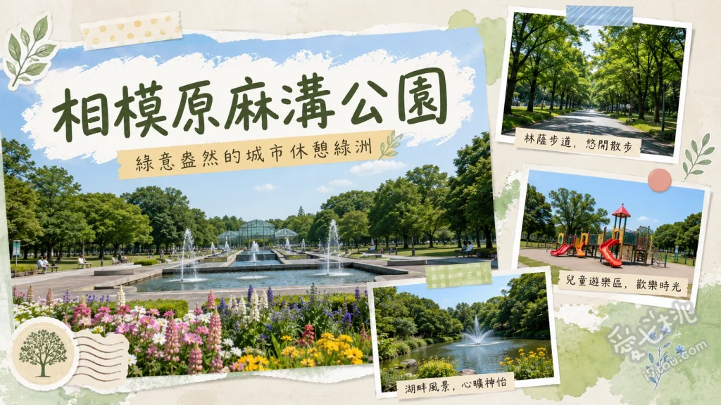 相模原麻溝公園｜免費動物園與大型體能設施，神奈川親子放電首選 友愛動物廣場（餵食水豚與騎小馬）、綠色塔（55公尺高免費觀景台）、兒童體能訓練區（25道戶外闖關）