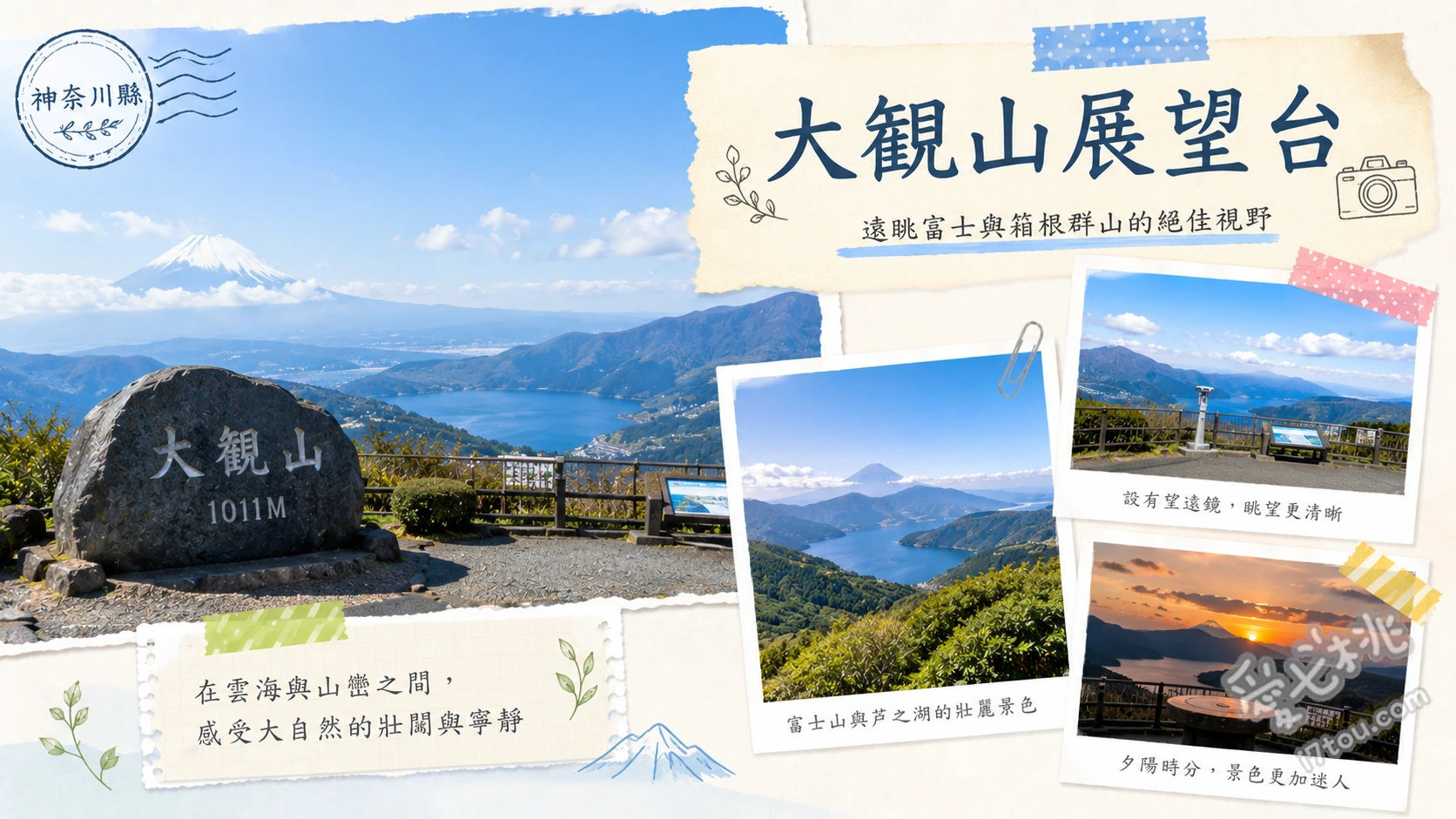 大觀山展望台｜箱根絕景聖地！富士山與蘆之湖的交響詩 富士山絕景鞦韆 (箱根のぶらんこ)、二樓觀景茶室與街頭鋼琴、朝聖《MF GHOST》與跑車集結地
