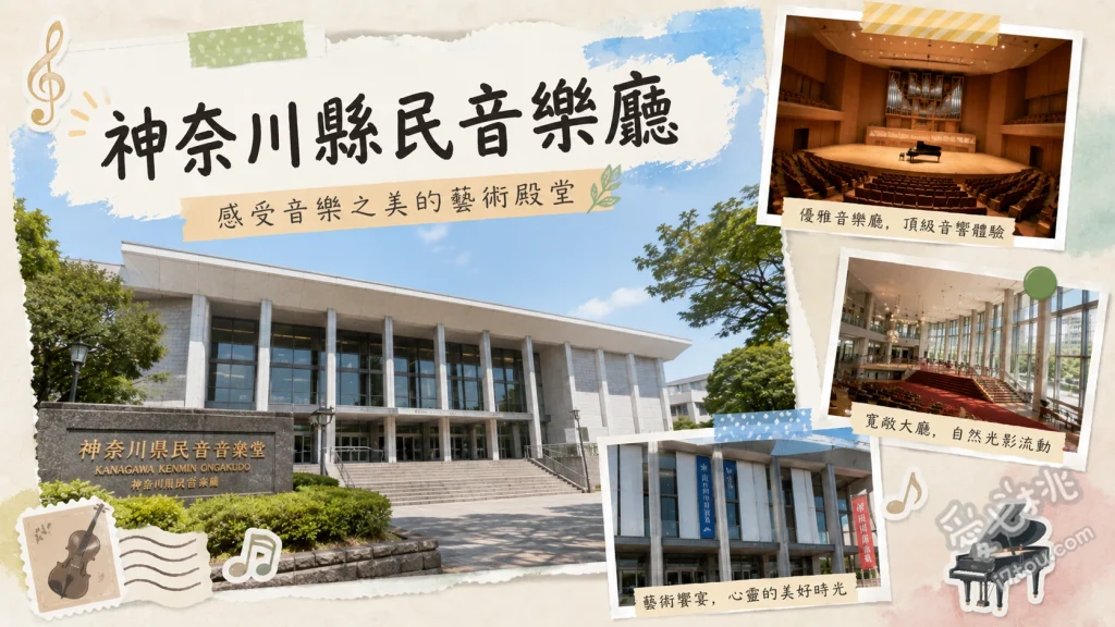 神奈川縣民音樂廳｜見證橫濱半世紀的藝文地標(目前休館重建中) 欣賞充滿歷史感的現代主義建築外觀、順遊正前方的山下公園享受親子海景散步、期待未來全新無障礙展演空間的落成