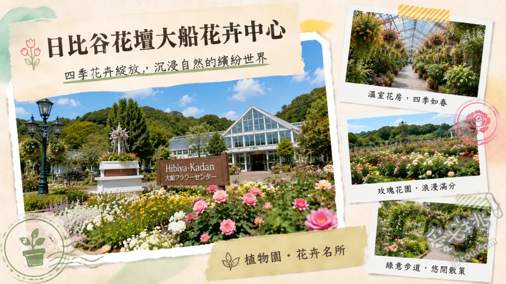 日比谷花壇大船花卉中心｜鎌倉賞花秘境與夢幻溫室庭園 漫步玉輪櫻花廣場與英式玫瑰園、探索溫暖宜人的熱帶景觀溫室、秋季限定的巨型南瓜打卡點