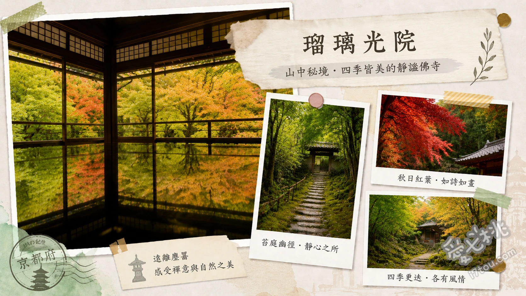 京都瑠璃光院預約攻略｜絕美紅葉倒影與青楓窗景朝聖指南 書院二樓的絕美楓葉桌面倒影、瑠璃之庭的靜謐青苔絨毯、體驗沉澱心靈的抄經活動