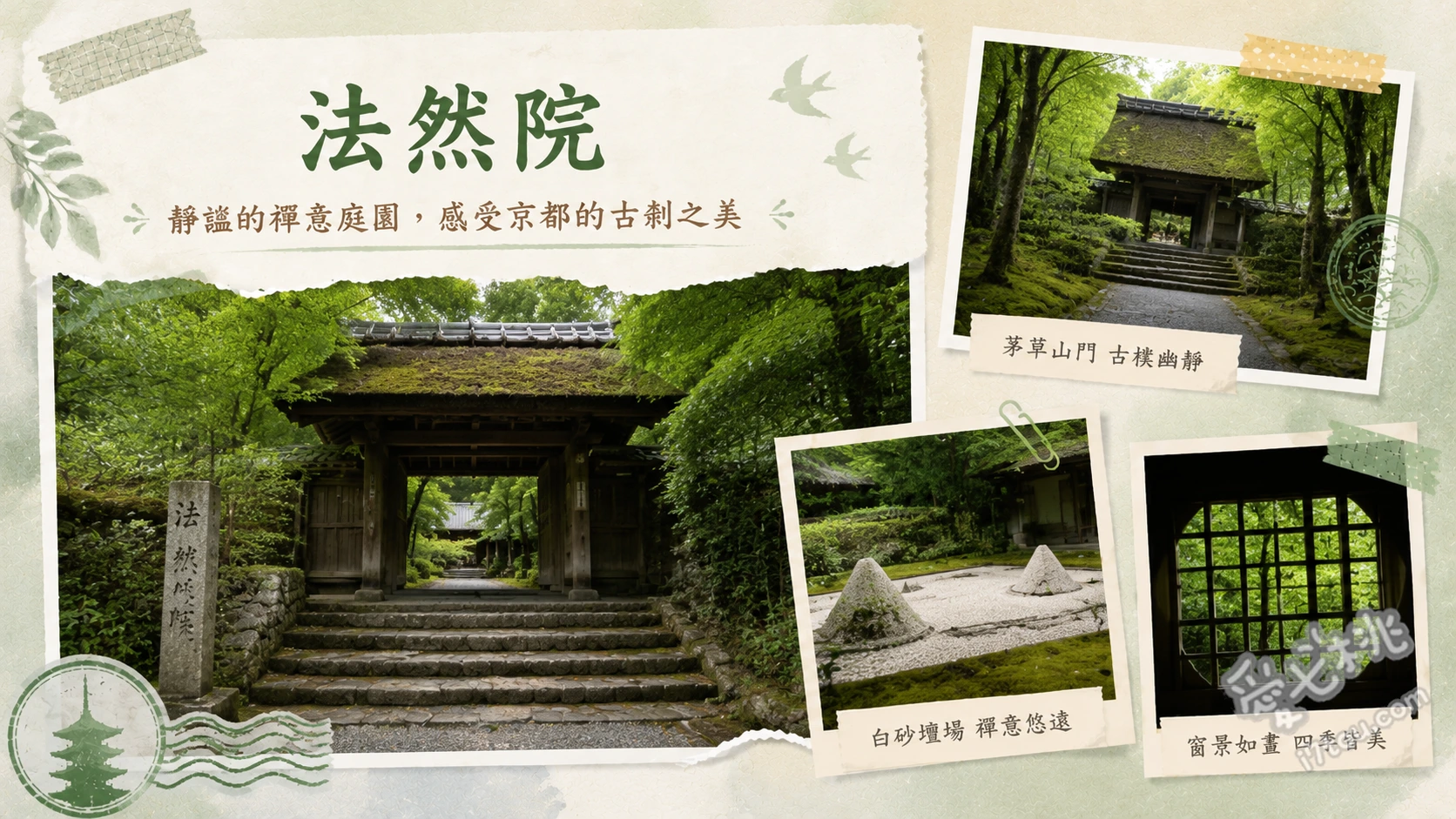 京都法然院｜哲學之道旁的隱世秘境，茅草山門與白砂壇絕景 長滿青苔的古雅茅草山門、象徵洗滌心靈的白砂壇與季節砂紋、春秋限定公開的方丈庭園與三銘椿