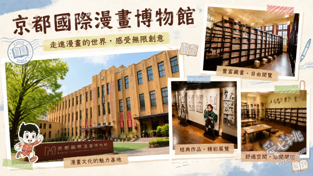 京都國際漫畫博物館｜漫畫迷必訪聖地，30萬冊藏書與紙芝居體驗 總長200公尺的漫畫之壁、充滿懷舊氛圍的紙芝居表演、巨大手塚治虫火之鳥木雕