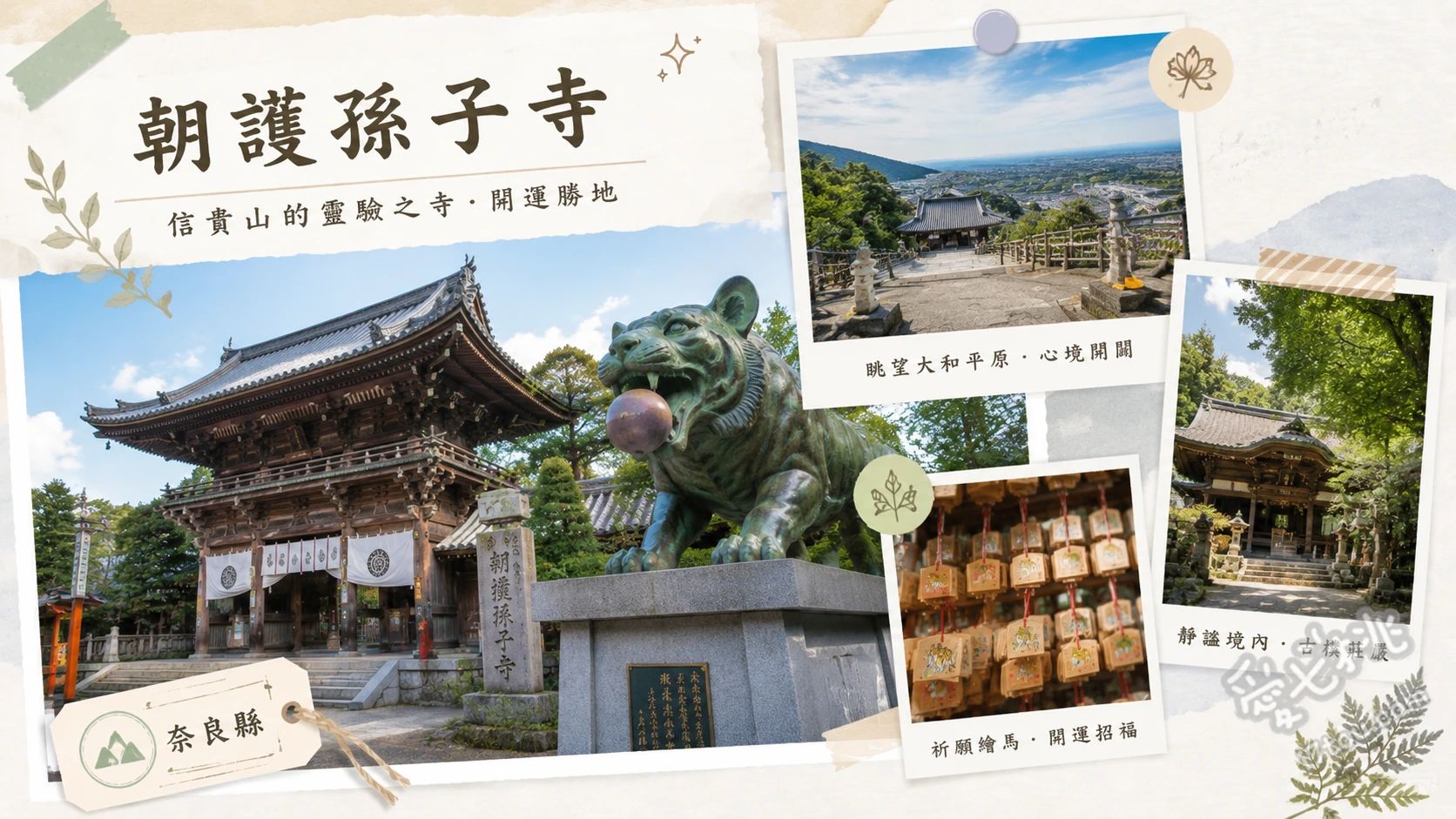 朝護孫子寺｜奈良隱藏版能量景點，尋找世界第一大福虎！ 與高達6公尺的「世界一福寅」合影、挑戰本堂地下的全黑「戒壇巡迴」摸鐵鎖祈福、從本堂舞台俯瞰奈良盆地絕景
