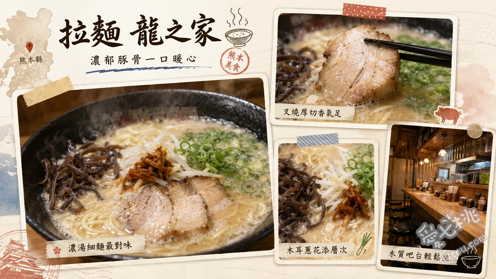 熊本拉麵龍之家 華盛頓通店｜在地人激推的深夜豚骨拉麵 熊本拉麵、濃厚豚骨拉麵、特製煎餃