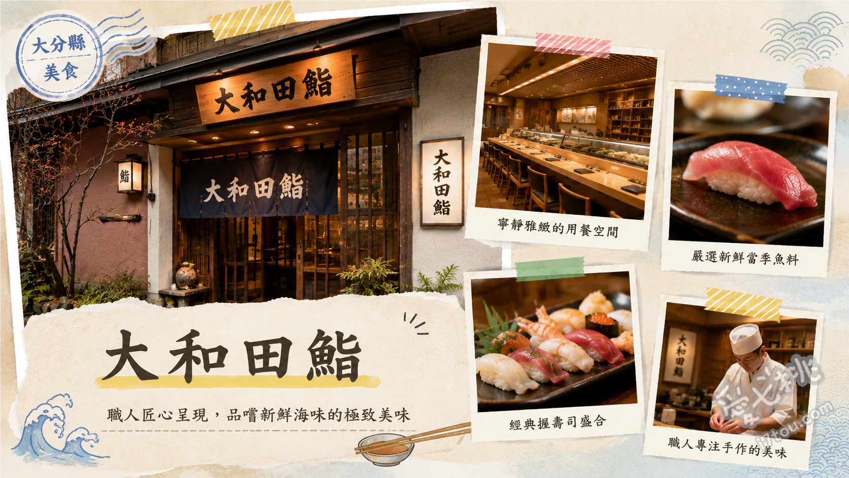大和田鮨｜別府車站必訪米其林百名店，超厚切關鰺關鯖壽司 地魚握壽司、關鯖魚握壽司、關鰺魚握壽司