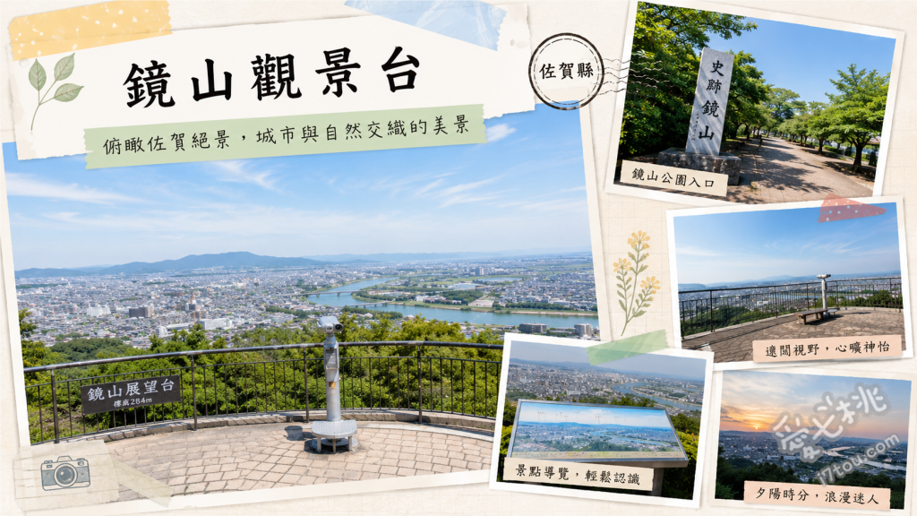 佐賀唐津景點｜鏡山觀景台：零死角俯瞰虹之松原與無敵海景 俯瞰虹之松原與唐津灣全景、尋訪鏡山神社與佐用姬傳說、漫步春季櫻花隧道與五月杜鵑花海