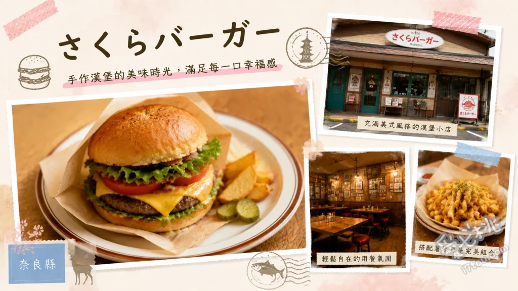 さくらバーガー｜奈良必吃百名店，超人氣手工煙燻培根漢堡 櫻花漢堡 (さくらバーガー)、櫻花滿開漢堡 (さくら満開バーガー)、自製蘋果派 (アップルパイ)