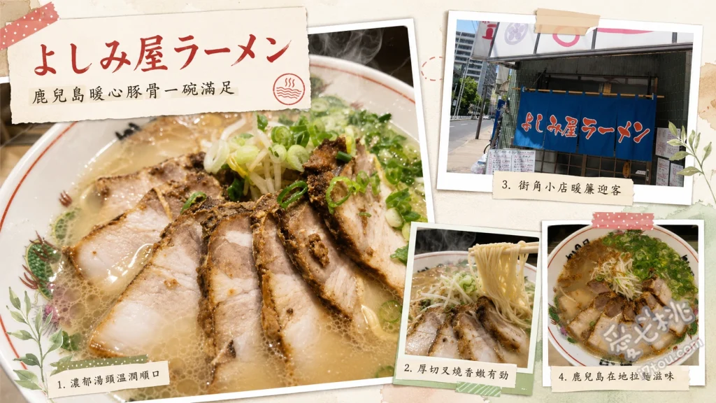 鹿兒島よしみ屋ラーメン｜在地人激推的昭和懷舊老麵店 叉燒拉麵、叉燒飯、免費加點炸蒜片