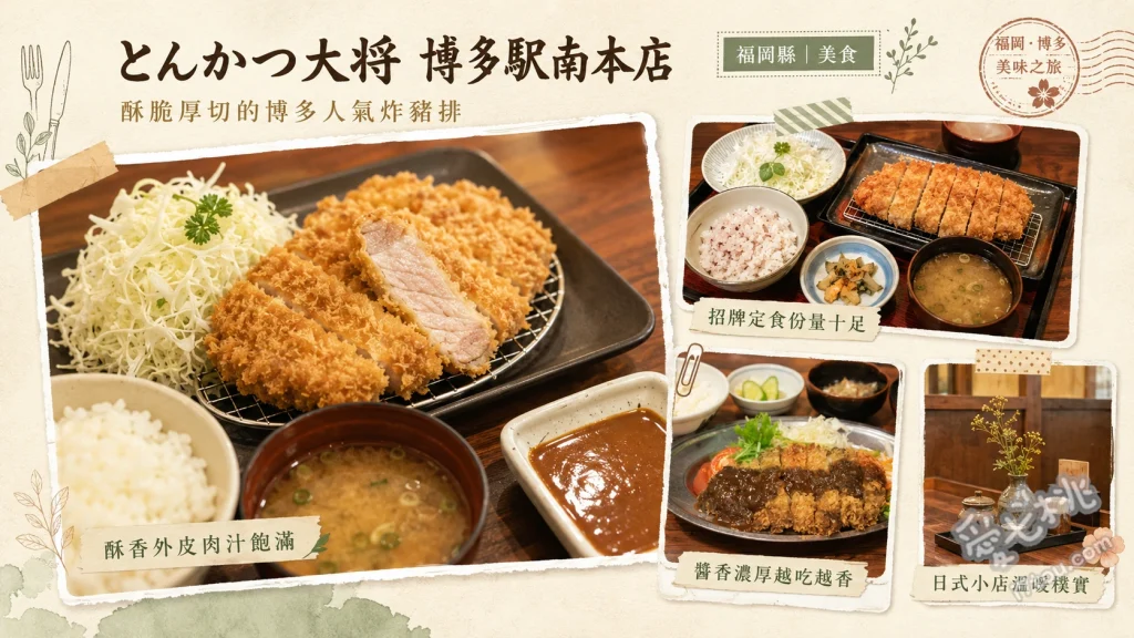 炸豬排大將博多站南店｜福岡必吃超高CP值巨無霸豬排定食 巨無霸炸豬排定食、雙拼套餐、特製咖哩豬排