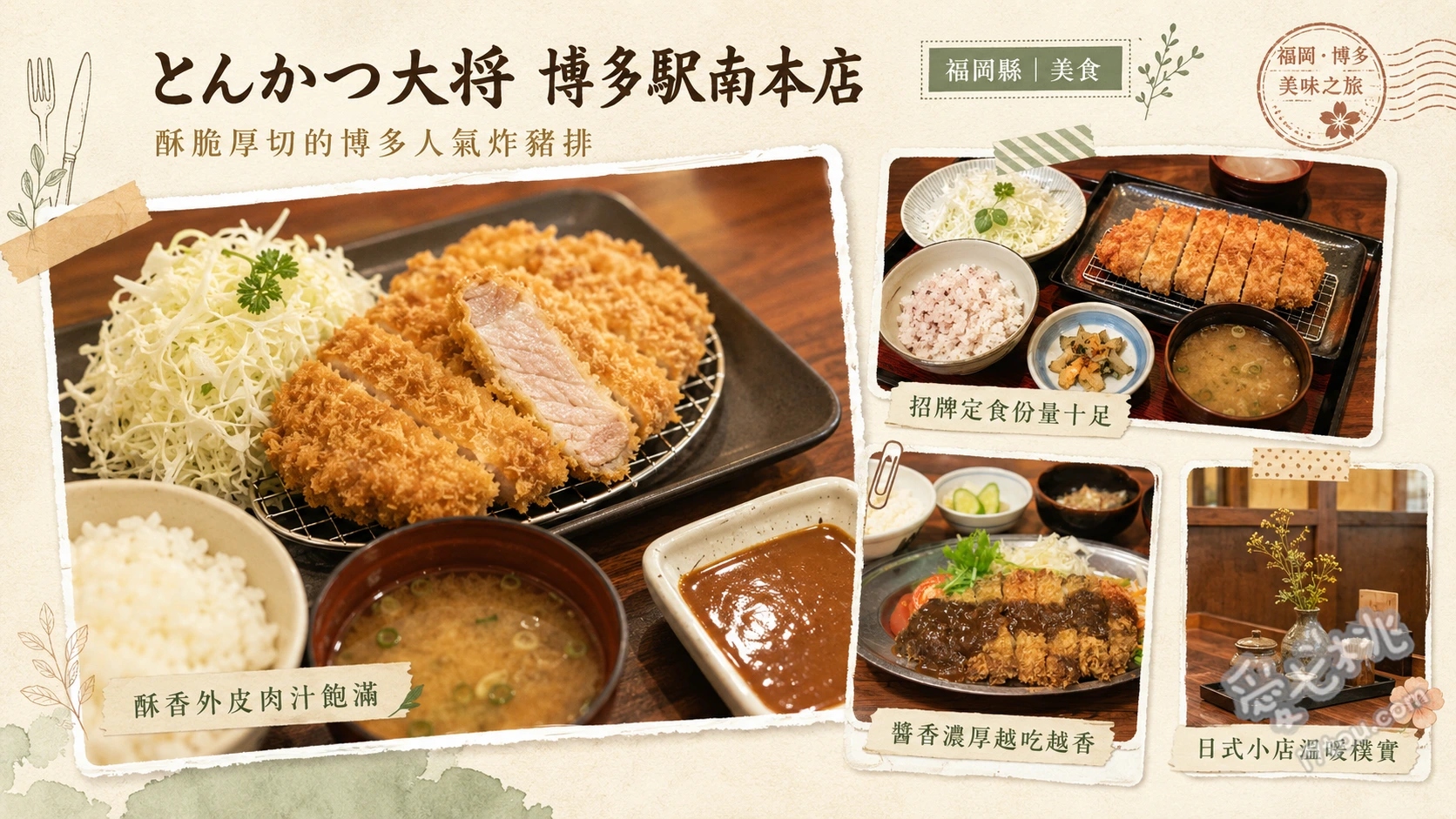 炸豬排大將博多站南店｜福岡必吃超高CP值巨無霸豬排定食 巨無霸炸豬排定食、雙拼套餐、特製咖哩豬排