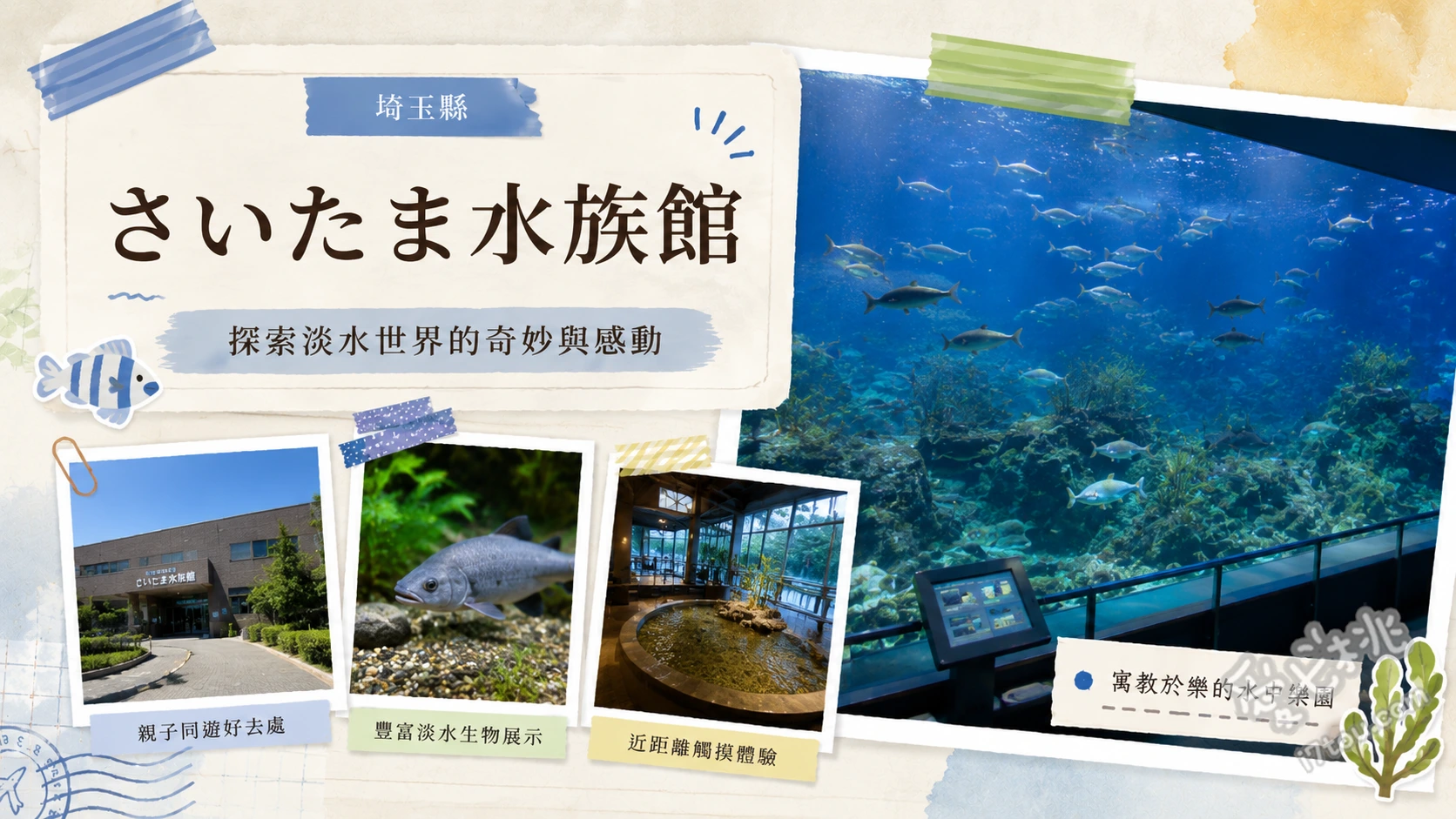 埼玉水族館｜日本罕見淡水魚樂園，親子必訪羽生水鄉公園 荒川生態展示區、戶外庭池餵食錦鯉、金魚圓頂與水獺區