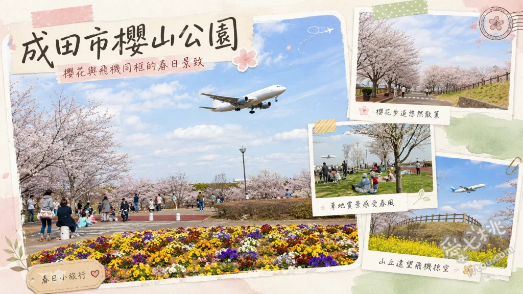 成田市櫻山公園｜免費賞櫻看飛機起降，成田機場旁高CP值景點 超近距離觀賞成田機場客機起降、春季800公尺櫻花步道漫步、空之驛櫻花館採買航空限定紀念品