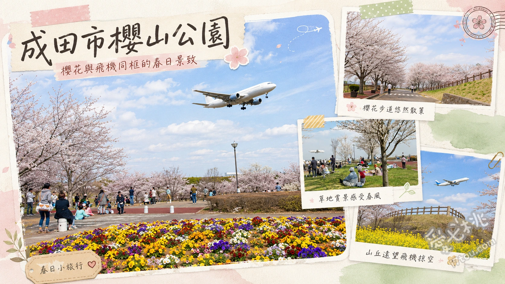 成田市櫻山公園｜免費賞櫻看飛機起降，成田機場旁高CP值景點 超近距離觀賞成田機場客機起降、春季800公尺櫻花步道漫步、空之驛櫻花館採買航空限定紀念品