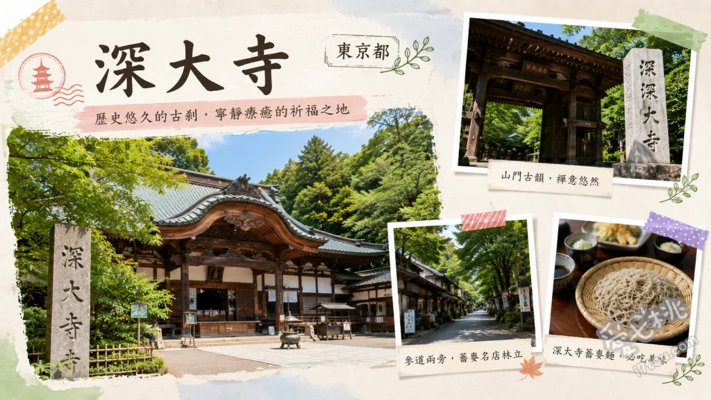 東京深大寺｜走進鬼太郎茶屋與千年古剎，品嚐湧水蕎麥麵 參拜擁有三百年歷史的茅草屋頂山門與國寶白鳳佛、在元三大師堂抽取保留古法比例、以凶籤聞名的特色籤詩、漫步參道老街，尋訪充滿童趣的鬼太郎茶屋與妖怪佈置