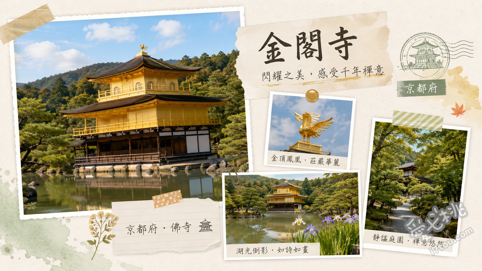 金閣寺|京都必訪世界遺產,親子推車動線與雪金閣拍攝攻略 舍利殿與鏡湖池絕美倒影、樹齡超過600年的陸舟之松、祈求好運的龍門瀑布與白蛇之塚
