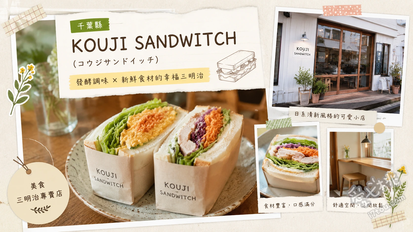 KOUJI SANDWITCH｜千葉野田超人氣！CP值爆表巨無霸三明治 草莓巧克力千層酥三明治、酪梨優格佐煙燻鮭魚三明治、明太子雞丁三明治