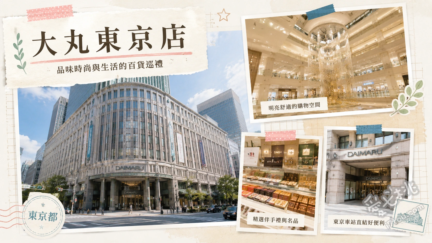 大丸東京店｜東京車站直結，文青與吃貨必逛的伴手禮與便當百貨 1F與B1F Hoppetown（伴手禮與便當激戰區）、8F至10F HANDS東京店（高質感日本文具雜貨）、12F 觀景休憩區與退稅中心（俯瞰東京車站周邊）