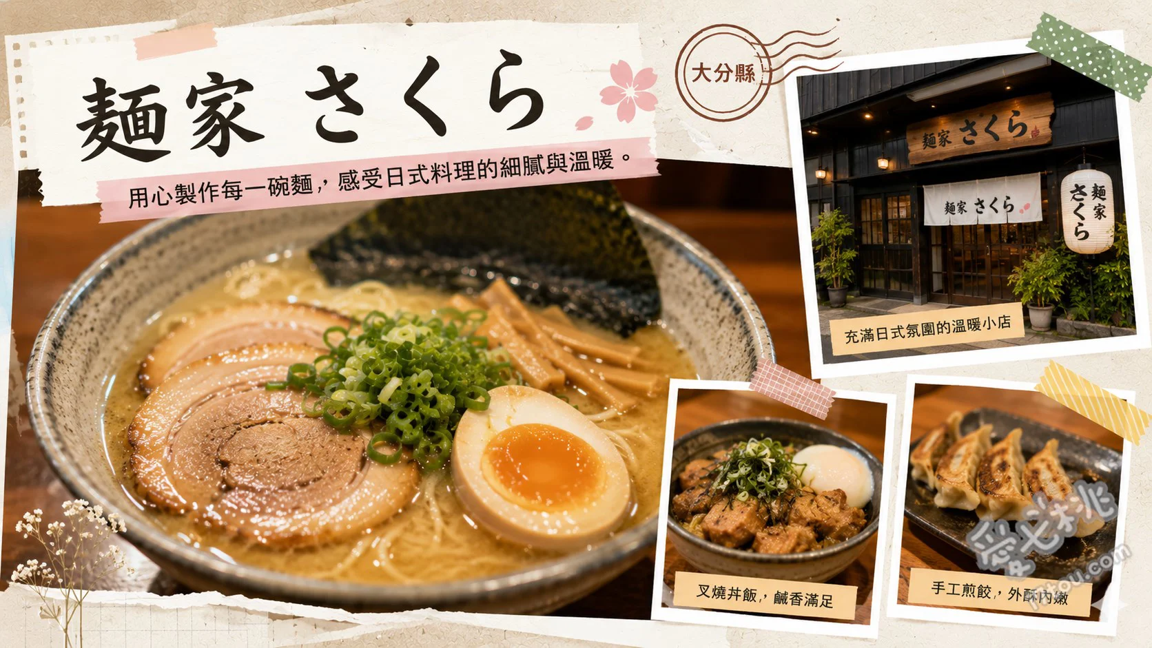 麺家さくら|日田山林間的超人氣排隊讚岐烏龍麵,必吃牛筋沾麵 牛筋燉煮沾麵、櫻花特製烏龍麵、冷蘿蔔泥魷魚天婦羅烏龍麵