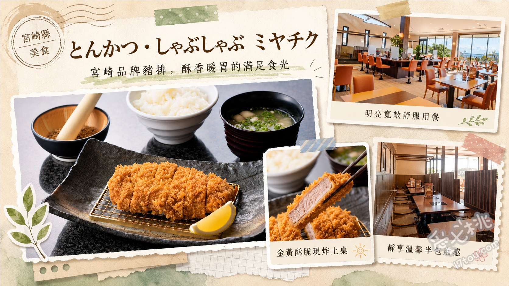 宮崎美食｜とんかつ・しゃぶしゃぶミヤチク必吃炸豬排與和牛 宮崎品牌豬里肌炸豬排御膳、宮崎牛赤身炸牛排御膳、宮崎品牌豬涮涮鍋