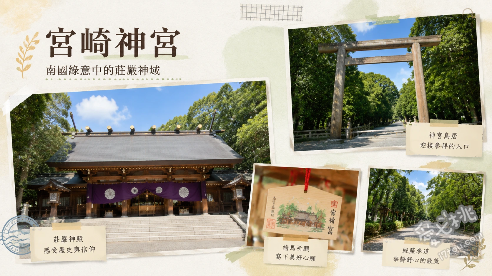 宮崎神宮｜日本初代天皇聖地，杉木森林中的靜謐神社 全杉木建造正殿、400年大白藤、綠色隧道參道