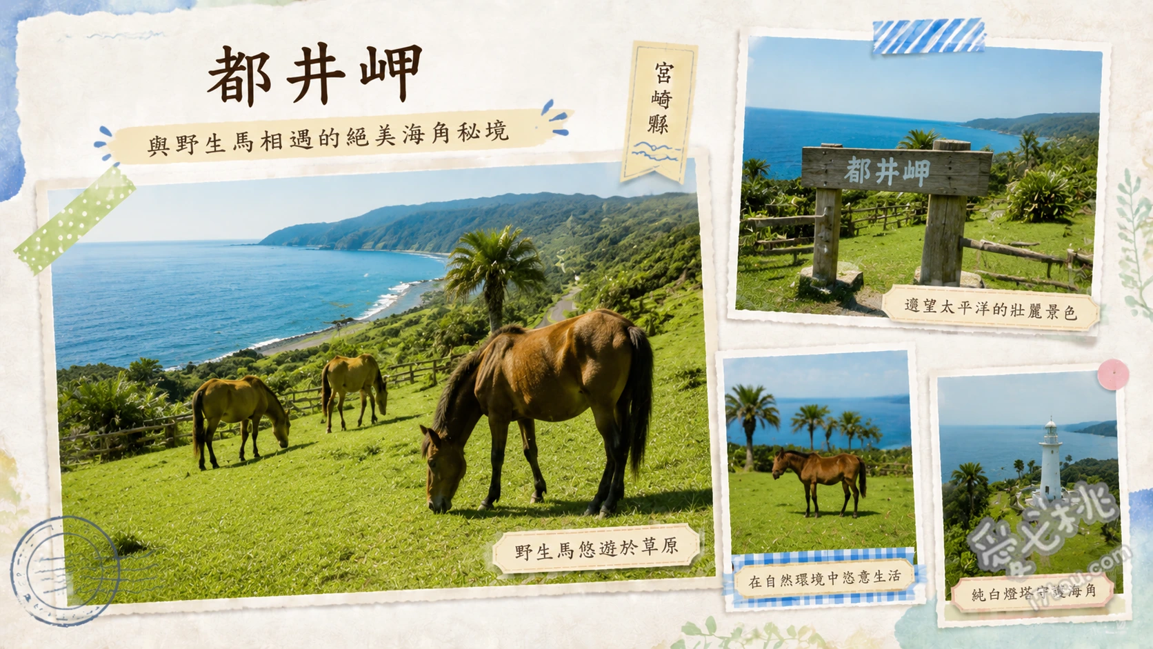 都井岬|宮崎日南海岸高CP值秘境,尋訪野生御崎馬與絕美白堊燈塔 尋訪國家天然紀念物野生御崎馬、登上九州唯一可參觀的都井岬燈塔、探訪建於斷崖上的御崎神社