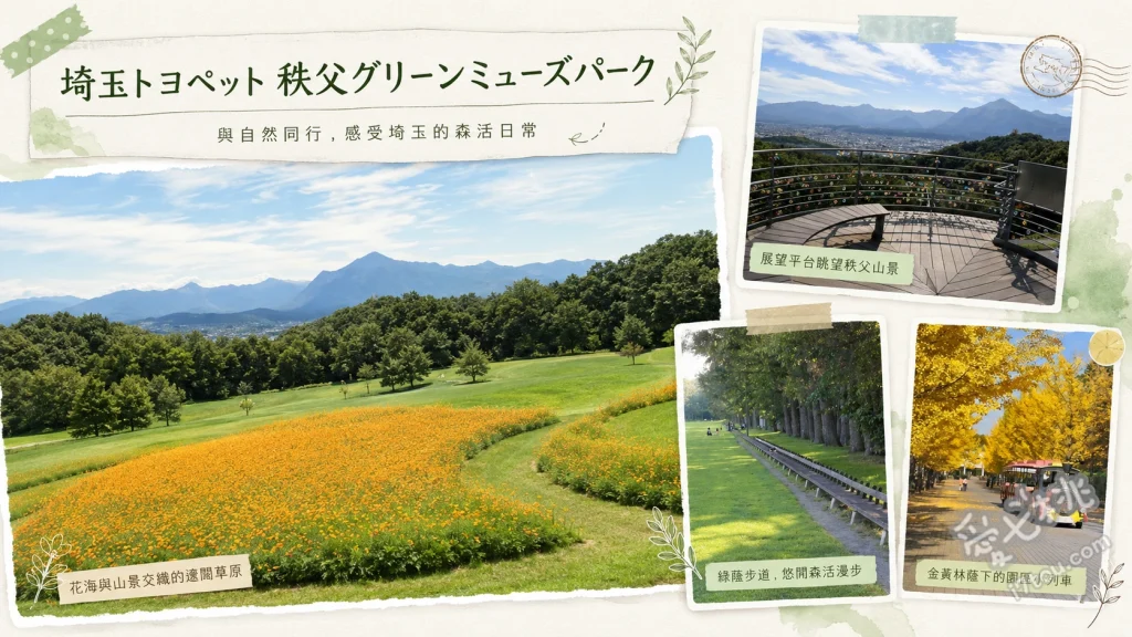 秩父繆斯公園一日遊｜埼玉戶外冒險與絕美銀杏大道 三公里金黃銀杏大道、Forest Adventure 樹上探險、秩父市街景觀展望台