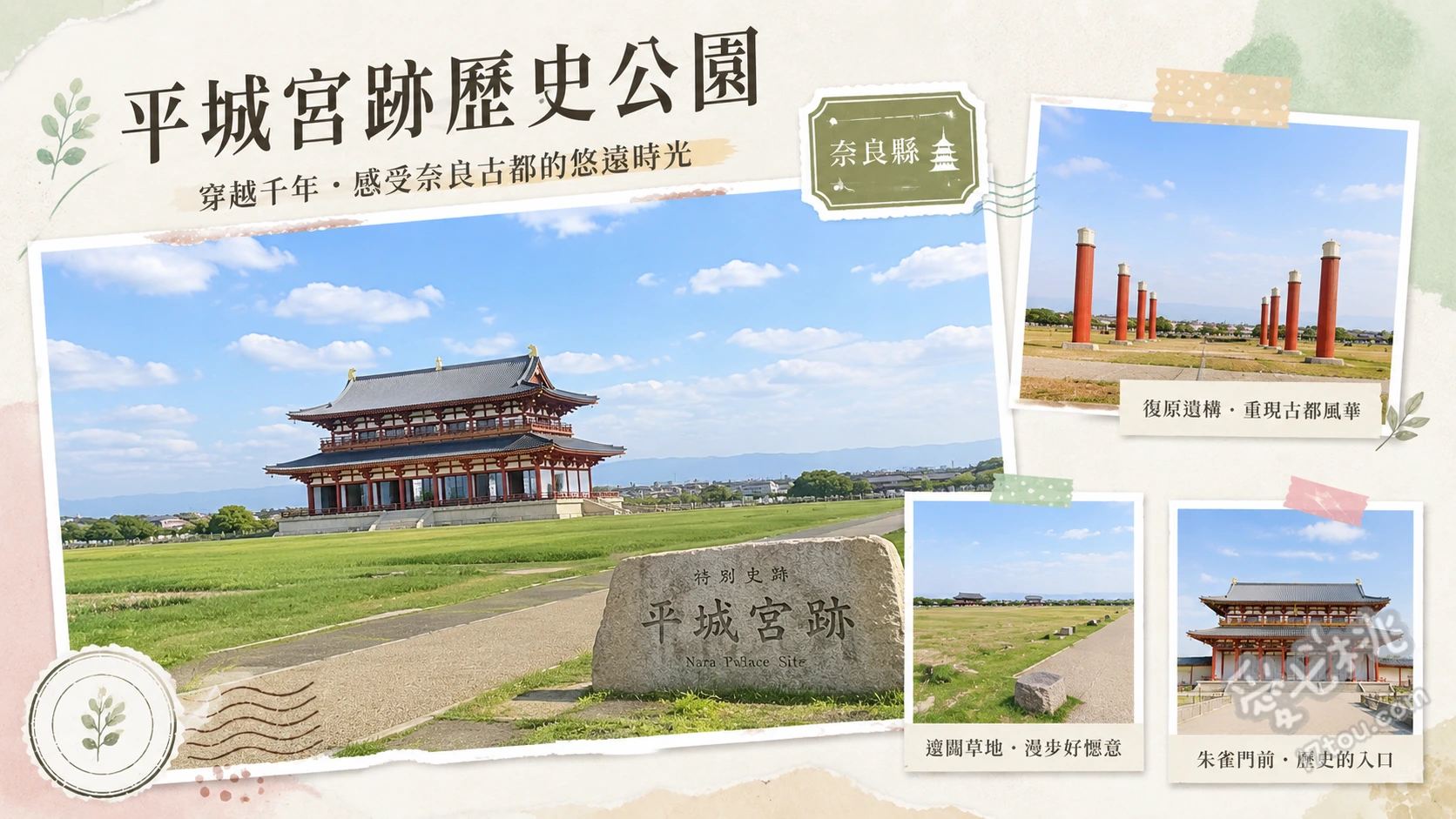 平城宮跡歷史公園｜奈良世界遺產，情侶約會必訪的千年古都遺跡 朱雀門與朱雀大路、第一次大極殿、東院庭園