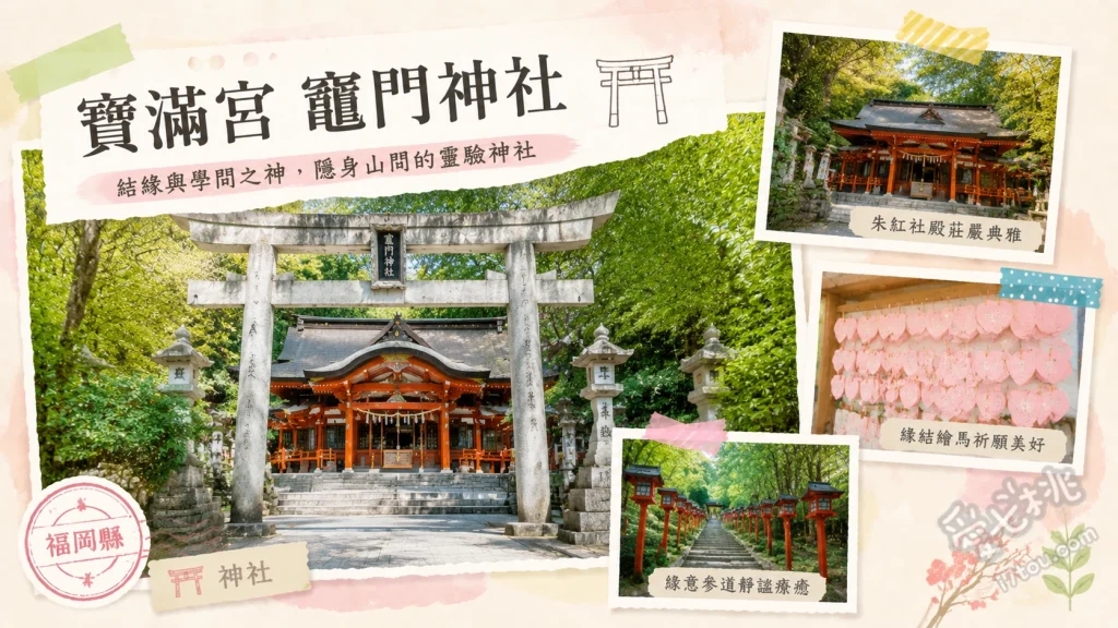 福岡太宰府景點｜寶滿宮竈門神社：求良緣與鬼滅迷必訪聖地 挑戰閉眼走到對向的結緣石「愛敬之岩」、參觀充滿現代設計感的絕美御守授予所、於社務所後方「展望舞台」俯瞰太宰府市景