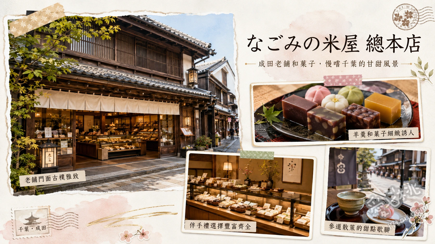 成田山名產｜なごみの米屋總本店必買羊羹與花生最中 花生最中、生栗蒸羊羹、なごみるく