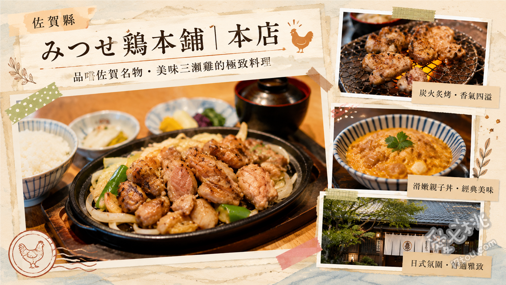 佐賀吉野ヶ里美食｜みつせ鶏本舗本店：必吃三津瀨雞與絕品烏龍麵 三津瀨雞高湯烏龍麵 (2026年全新主打，雞骨熬製濃郁湯頭)、南蠻雞套餐 (酸甜醬汁搭配多汁雞肉，人氣經典)、秘製醬汁炸雞 (外帶內用皆宜的招牌小點)