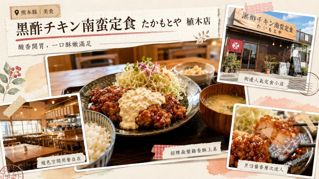 たかもとや植木店｜熊本必吃黑醋南蠻炸雞定食，白飯塔塔醬無限續 黑醋南蠻炸雞定食、雙份南蠻炸雞定食、黑毛牛天守閣牛排定食
