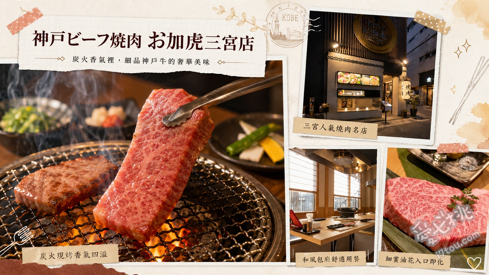 神戸ビーフ焼肉 お加虎三宮店｜前職棒選手開的神戶牛燒肉 燒肉玉手箱、神戶牛壽喜燒肉片、炙燒和牛生牛肉