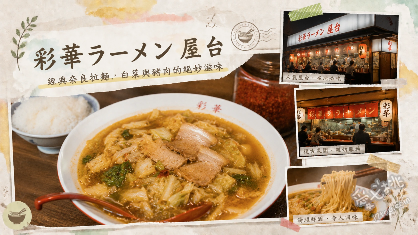彩華ラーメン 屋台｜奈良天理必吃神級白菜蒜香拉麵 彩華拉麵 (小碗1球麵量)、彩華拉麵加溏心蛋、彩華拉麵加叉燒肉