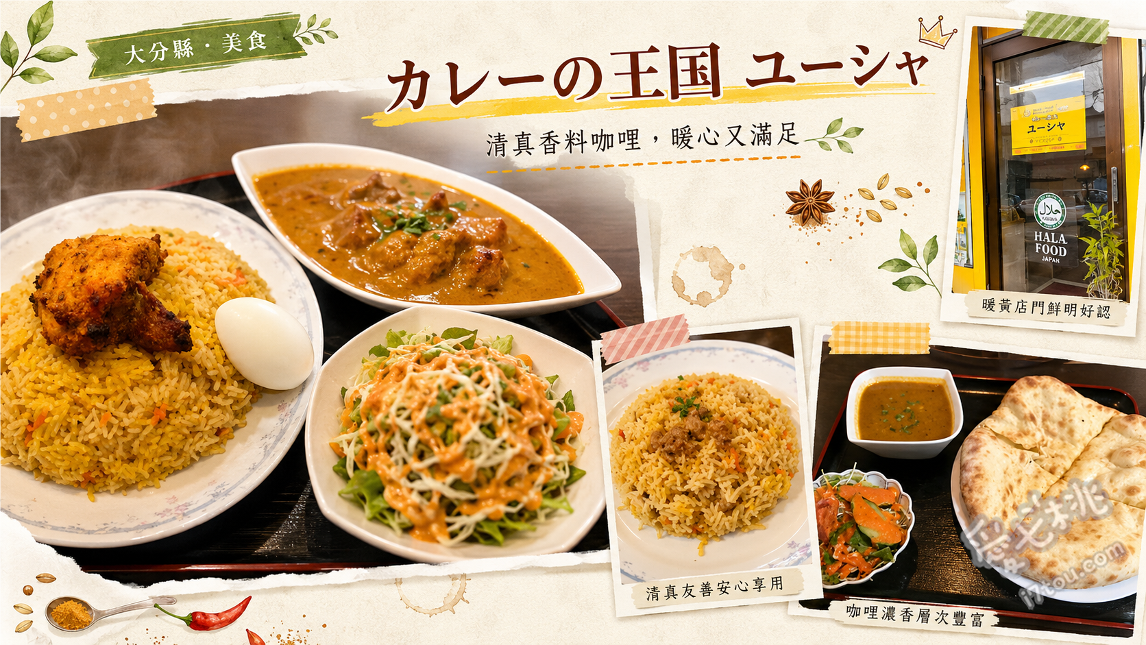 カレーの王国ユーシャ｜別府の本格ハラール＆バングラデシュ料理 チキンビリヤニ、Cランチセット、チーズナン