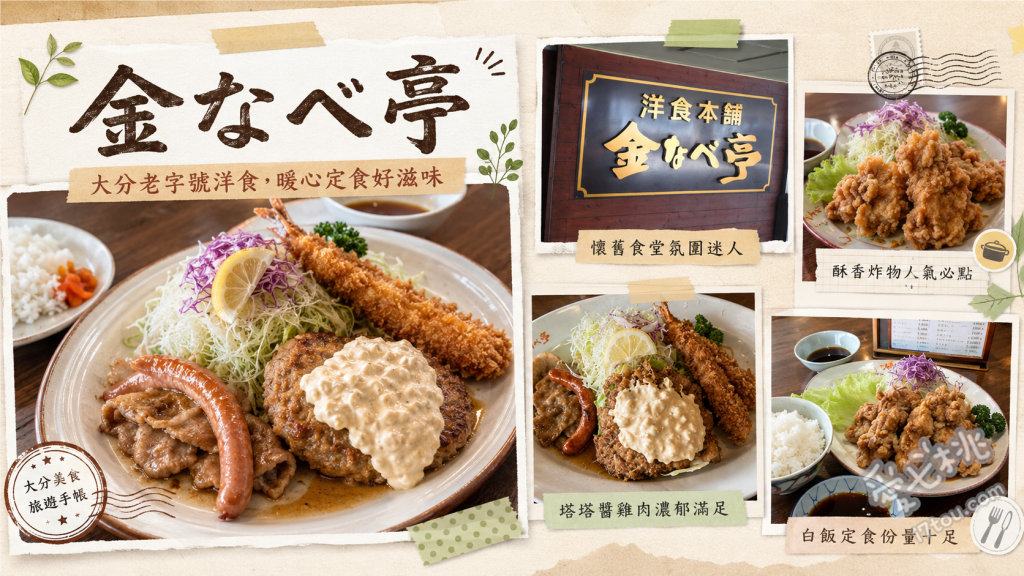 大分金なべ亭｜在地人激推！巨無霸正宗南蠻雞與人氣洋食 正宗南蠻雞定食、大分雞天定食、豪華洋食拼盤