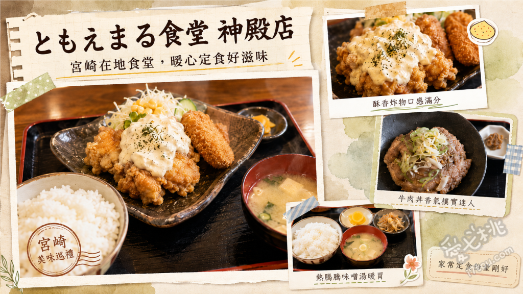 ともえまる食堂｜高千穗神社旁必吃！炭烤高千穗牛丼與南蠻雞 高千穗牛炙燒丼、南蠻雞定食、高千穗牛可樂餅