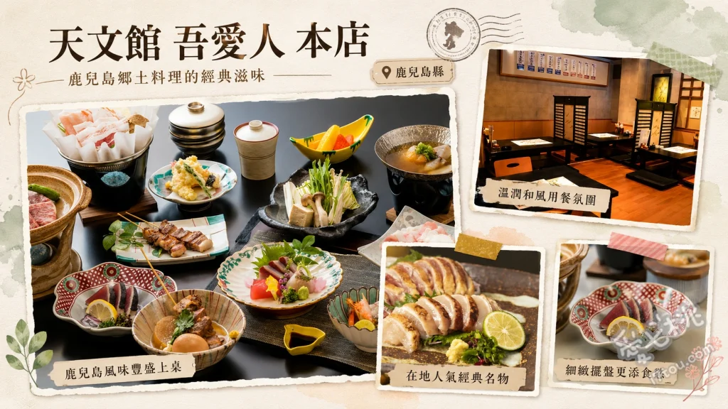 天文館吾愛人本店｜鹿兒島必吃六白黑豚涮涮鍋與味噌關東煮 特選六白黑豚涮鍋、名物味噌關東煮、首折鯖魚生魚片
