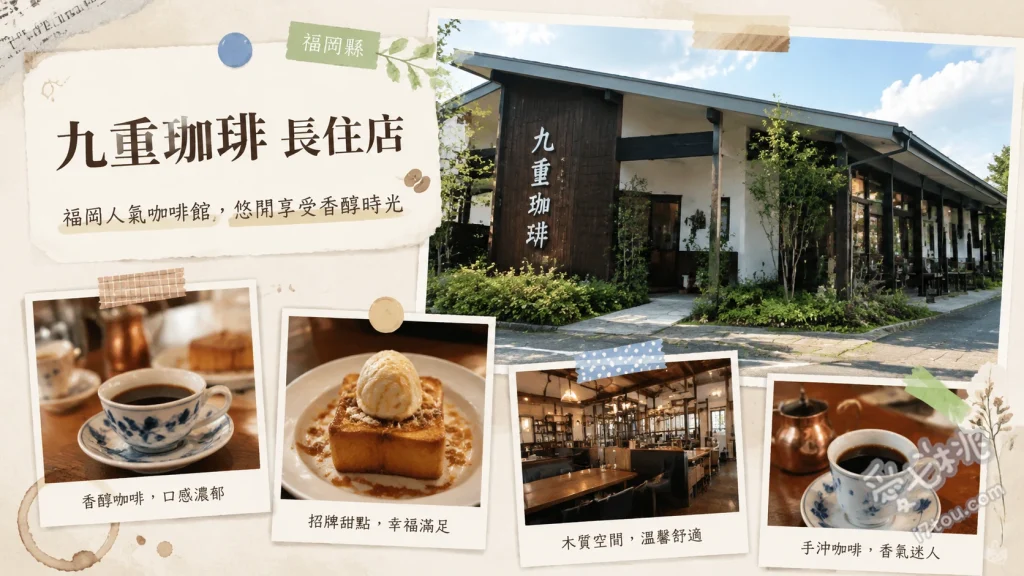 九重珈琲長住店｜福岡南區必吃自然派咖啡廳與夢幻熱蛋糕 九重漢堡排定食、賞味期限三分鐘熱蛋糕、小熊冰淇淋冰咖啡