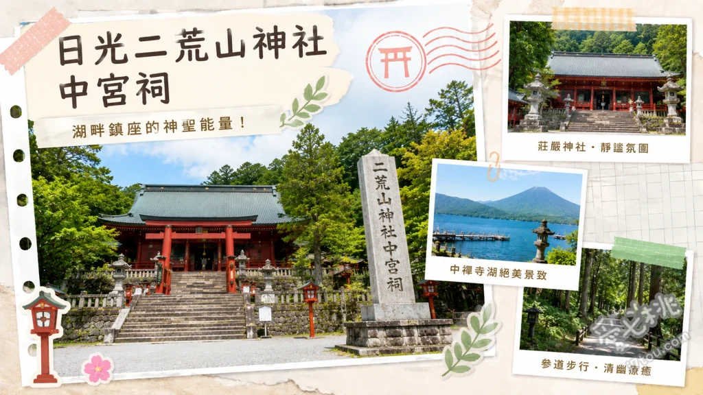日光二荒山神社中宮祠｜男體山登山口與絕美中禪寺湖景 湖畔大鳥居與中禪寺湖同框絕景、敲響祈求良緣與招福的黃色大鐘、參觀男體山登拜口與千年神木