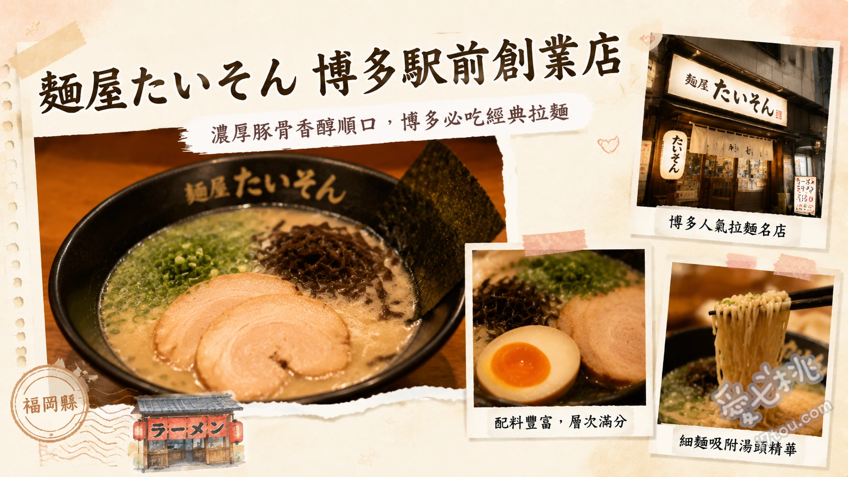 麺屋たいそん｜博多駅前濃厚豚骨拉麵，在地人激推宵夜首選 特製濃厚豚骨拉麵、屋台豚骨拉麵、日式炒飯