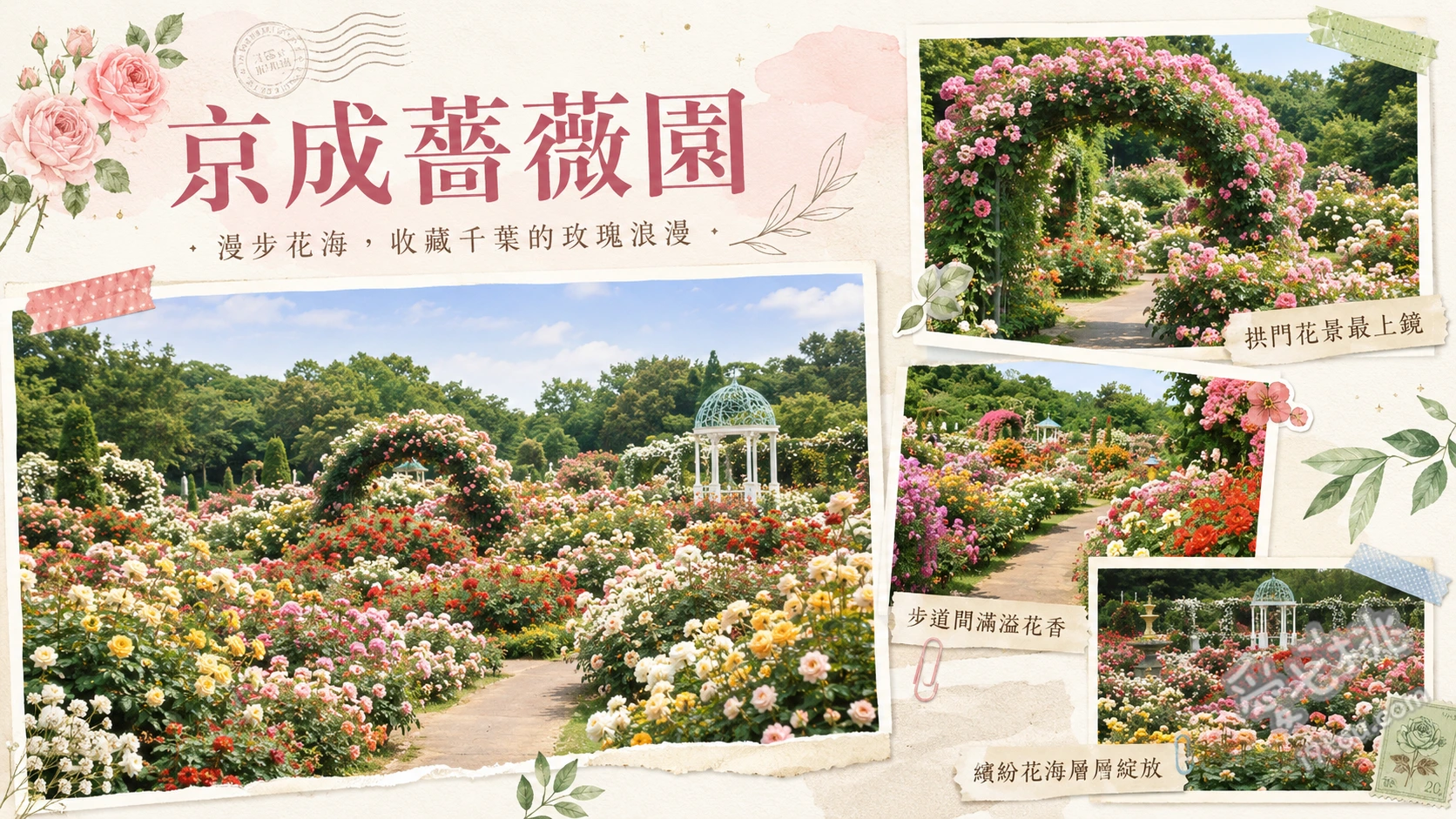 京成薔薇園|關東最大級玫瑰主題樂園,萬株齊放的夢幻打卡聖地 法式整形式庭園與歐式噴泉、愛麗絲夢遊仙境主題設施與造景、大型園藝中心與玫瑰周邊商店